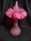 *REDUCED*1980s Fenton Cranberry Jack-iin-the-Pulpit Art Deco Vase