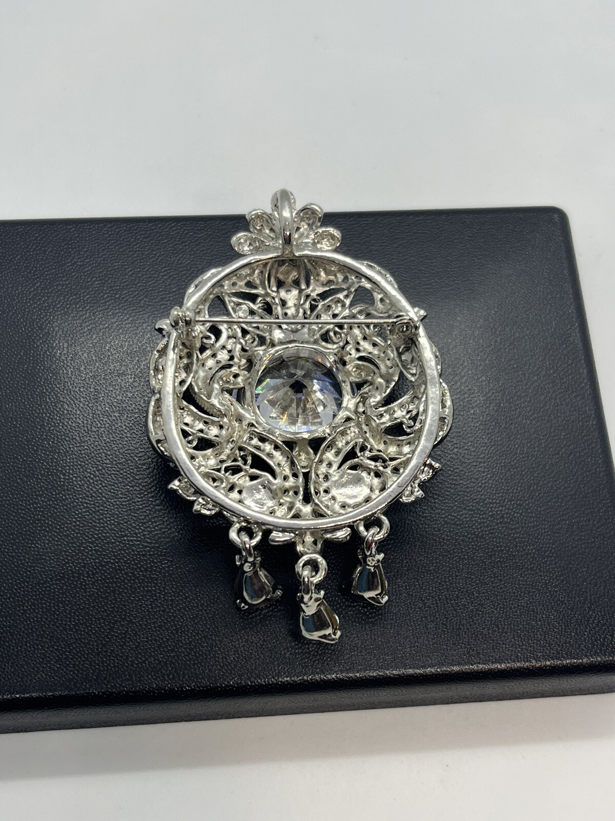 Silver tone clear rhinestone designer inspired br… - image 9