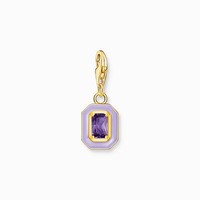 Thomas Sabo Charm AnhäNger Oktagon Violetter Stein Silber Vergoldet 2034-565-13