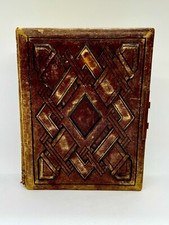 Antique Victorian Photo Album Leather Brass Large 1800s