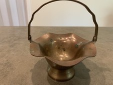 Vintage Brass Ruffle Basket w/Handle India