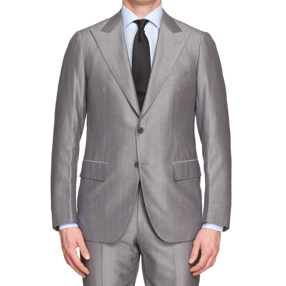 CESARE ATTOLINI Handmade Gray Cotton-Wool Super 120's Peak Lapel Suit NEW - Image 4 of 4
