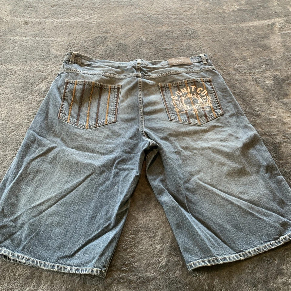 Pantalones Cortos Jean De Colección G-Unit Talla 40 Azul Suelto Y2K Años 90 Patinador Bordado Foto 2 de 4