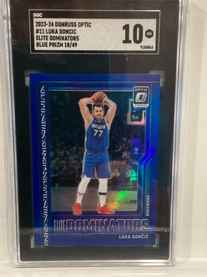 2023-24 Donruss Optic Luka Doncic Blue /49 Elite Dominators SGC 10 GM