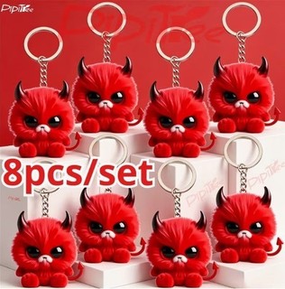 Two Dimensional Flat Adorable Red Devil Keychains 24 Packs of 8!