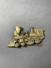 Vintage Baron Buckle Locomotive Train Engine Solid Brass Belt Buckle 1978