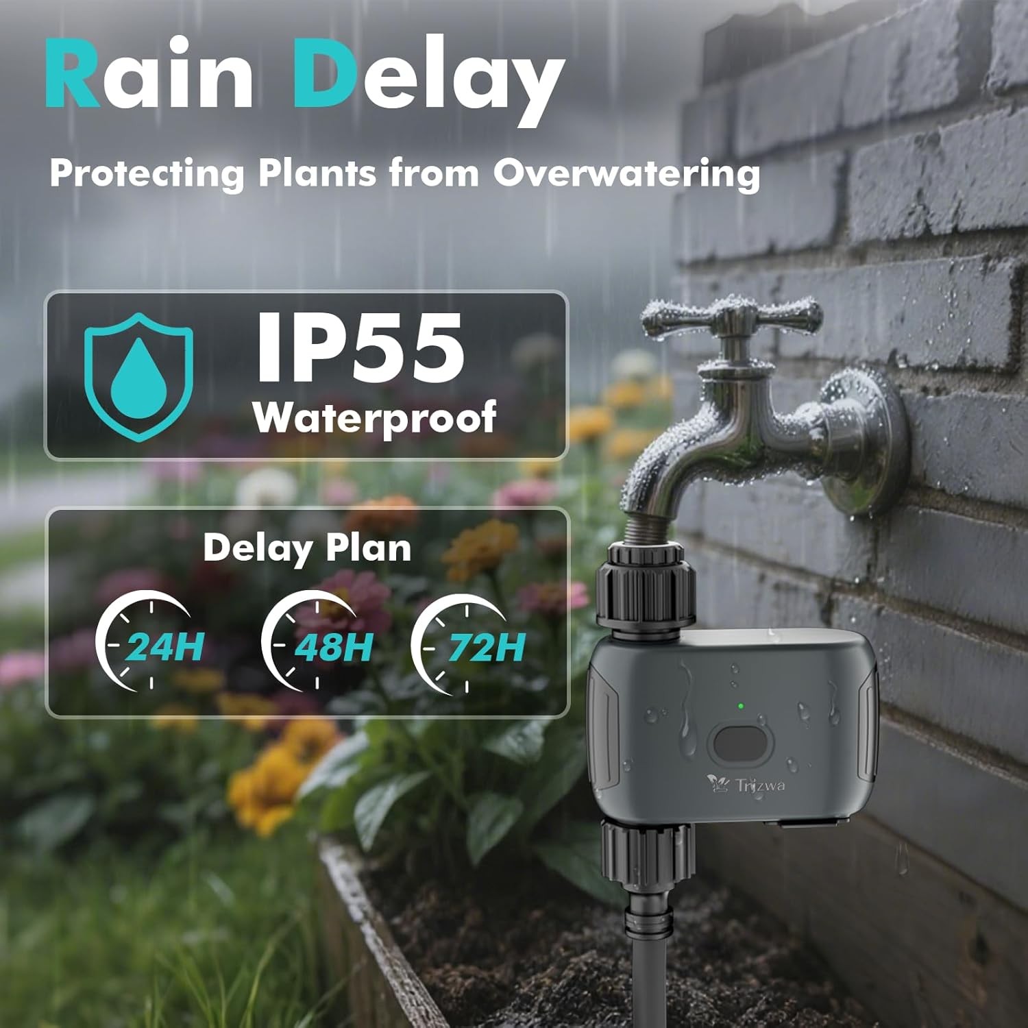 Smart Water Timer for Garden Hose-WiFi Enabled, Alexa/Google,Automatic Sprinkler