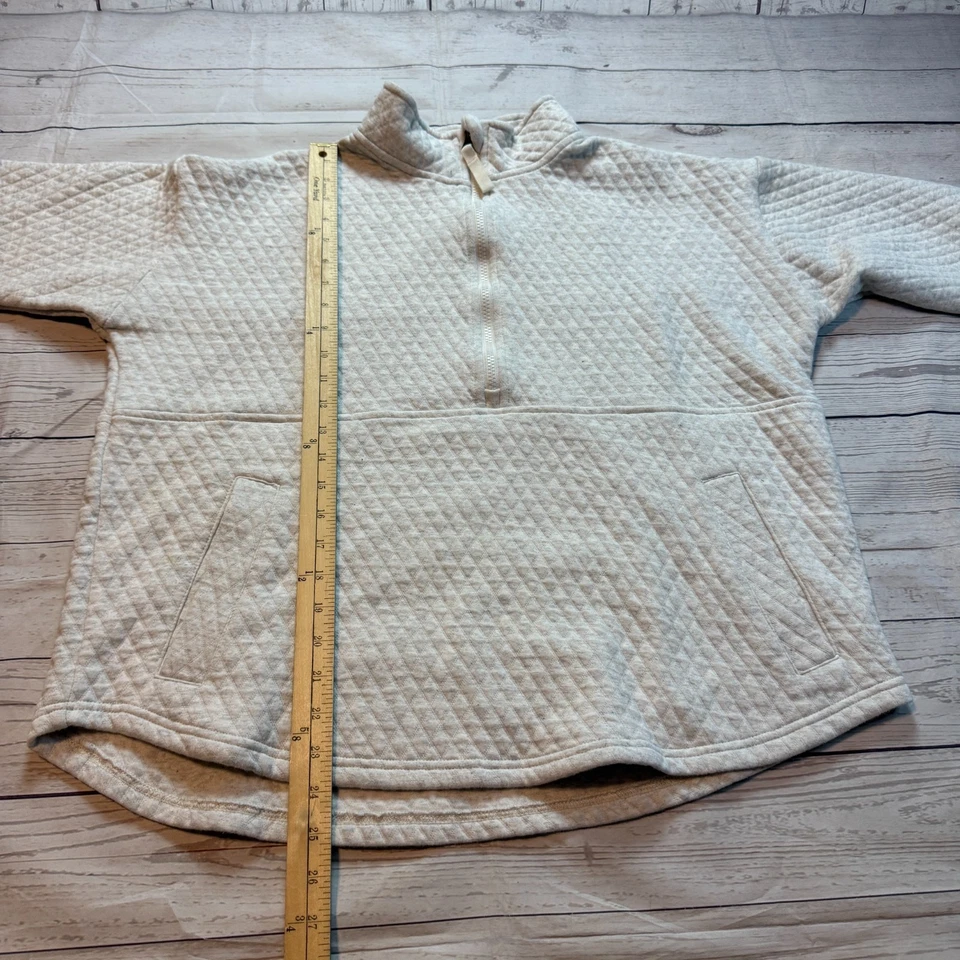 Suéter Pullover Acolchado Eddie Bauer 1/2 Cremallera Bronceado Para Mujer Talla XL Foto 4 de 4