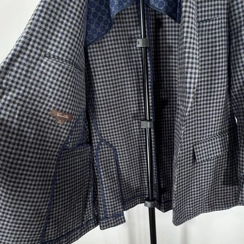 Tasso Elba Blazer Men Gray Plaid Two Button Wool Blend Sport Coat Size XL image 11