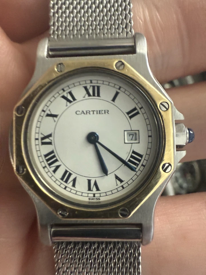 2025 Serviced Cartier Santos Octagon Steel Gold Wild Spider Dial UNIVERSAL LUGS - Image 3 of 4