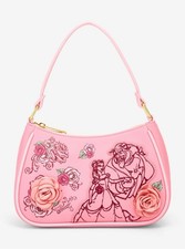 Image of Loungefly Disney Princess Beauty and the Beast Pink Roses Crossbody Bag (BAGS)