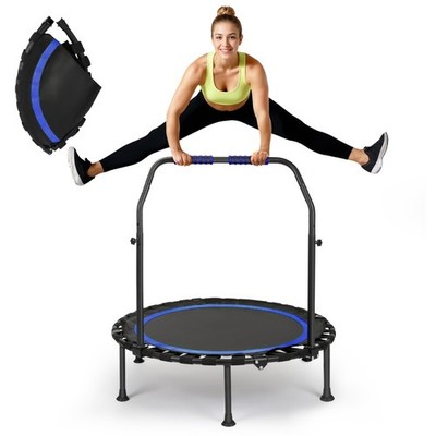 Faltbares Mini Fitness Trampolin Indoor mit Haltestange höhenverstellbar 150 kg