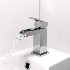 Cloakroom Basin Mixer Waterfall Tap Chrome Brass Modern Wall Mounted Lever