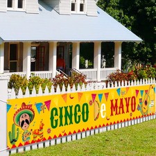 Large Cinco De Mayo Banner, Mexican Fiesta Party Supplies Decoration, Cinco D...