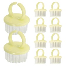 10Pcs Reusable Nail Dust Cleaning Brush Rings for Home Use Yellow Soft Bristles