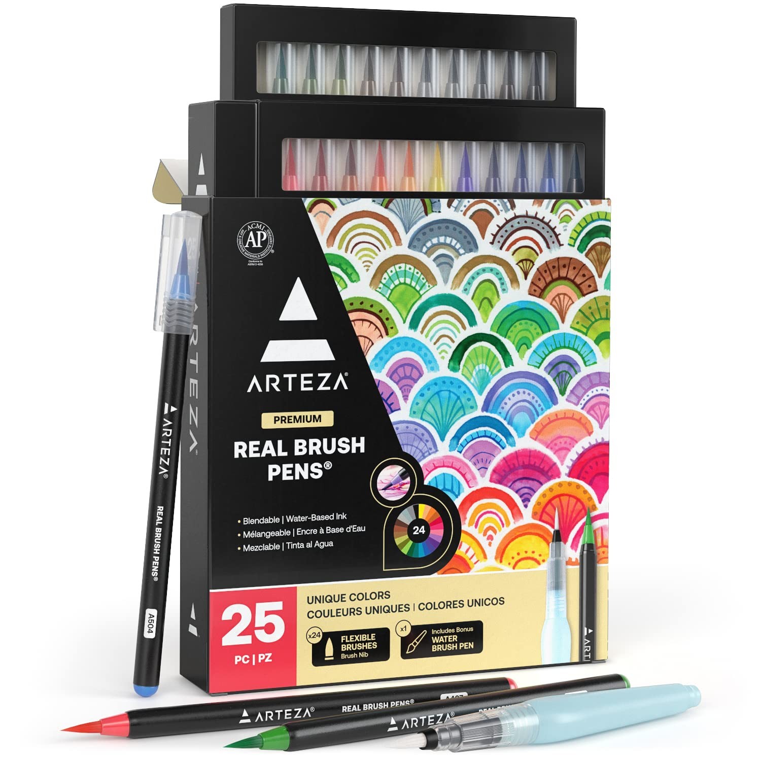 Watercolor Brush Pens Set, 24 Flexible Nylon Tips for Artist