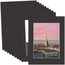 MBC Mat Board Center 10-Pack 12x16 for 9x12 Black Picture Mats Frame Bevel