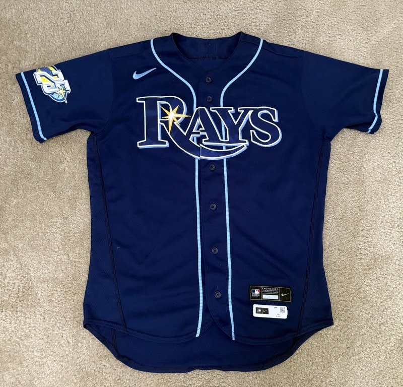 Tampa Bay Rays 2023 Game Worn Navy Blue Alternate Jersey 1B Coach Prieto 