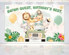 Safari Quest Jungle Animals Birthday Backdrop 5x3 FT for Children's Party