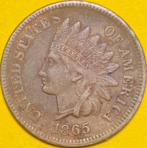 1865 U.S. INDIAN HEAD CENT PENNY 1c COIN (XF-Extra Fine) Full "LIBERTY"