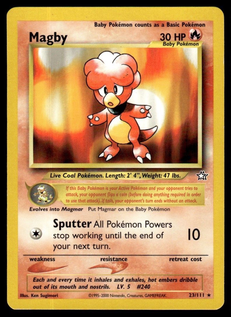 Magby #23 - Rare - Pokemon Neo Genesis  1999 Wizards WOTC - LP