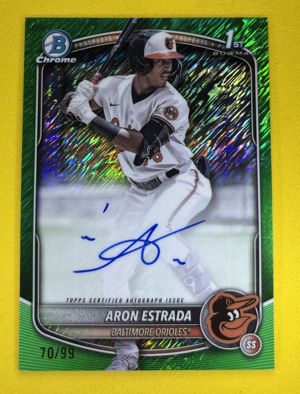 2025 Bowman Chrome Aron Estrada Green Shimmer 1st Bowman /99 On Card Auto