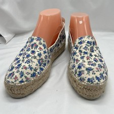Love Shack Fancy Manebi Espadrille Floral Size 39 Round-Toe Jute Platform FLAW