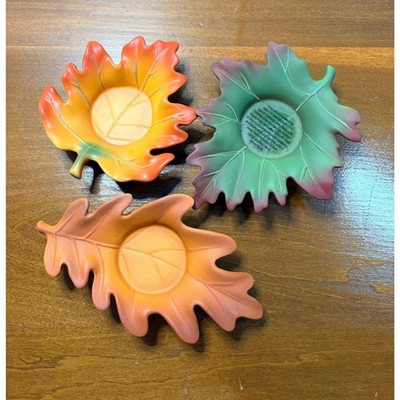PartyLite Autumn Leaves Tealight Candle Holders Set of 3 Fall Thanksgiving Decor