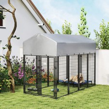 Large Dog Kennel Outdoor Metal Playpen with Cover 32 sq.ft. Cage House