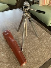 Vintage Sunset Tripod Tabletop Travel Telescoping Chrome 11" - 45", Japan, Case