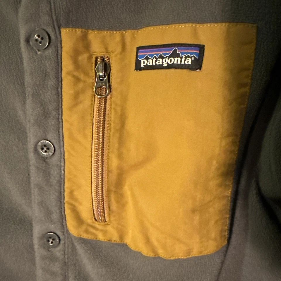 Patagonia Shirt Mens Small Fleece Gray Long Sleeve Hiking Zipper Pocket - Image 3 of 4