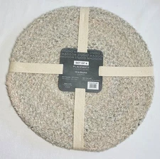 MADISON STUDIO PLACEMATS (4) ROUND GRAY PEACH 15 IN 30% COTTON 70% POLYESTER NIP