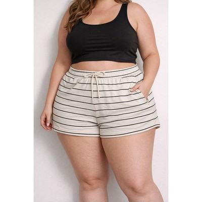 Universal Thread Cream Black Stripe Lounge Sleep Shorts Women's XXL
