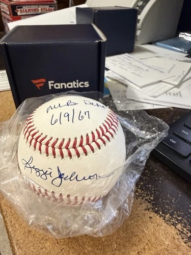 Reggie Jackson Autographed Baseball Fanatics Certified Inscribed MLB Debut6/9/67