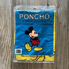 Vintage Walt Disney World Mickey Mouse Rain Poncho Adult Yellow Vinyl Sealed