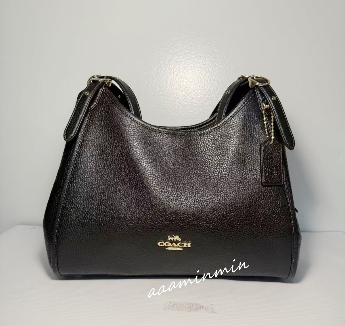 NWT Coach Erin Shoulder Bag CAQ86 Pebbled Leather/Gold/Black | eBay