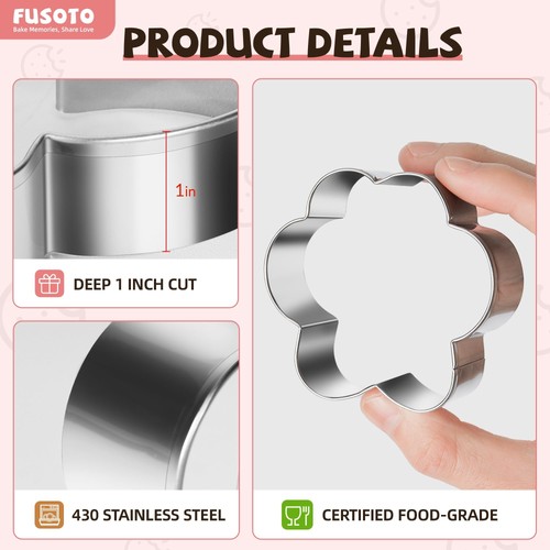 8PCS Dog Paw Bone Cookie Cutter Set, Stainless Steel Baking Supplies for Home... - Picture 3 of 6