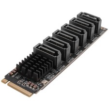 M.2 MKEY PCI-E Riser Card M.2 NVME To SATA3.0 PCIE To 6Gpbsx6-Port7787