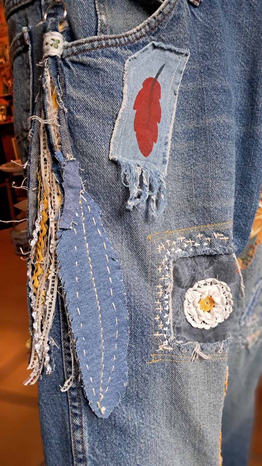 Upcycled  OOAK Reworked Boho   Patchwork Boyfrien… - image 11