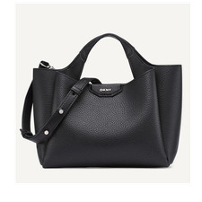 DKNY Pebbled Black Satchel Top Handle Bag with Cross-Body Strap  Zipper Accent