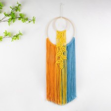 Colorful Macrame Wall Hanging Dream Catchers with Yellow Leaf Handmade Woven ...