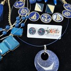 Vtg/now Blue Costume Jewelry Lot Of 22: Necklaces Earrings Ring — photo 9