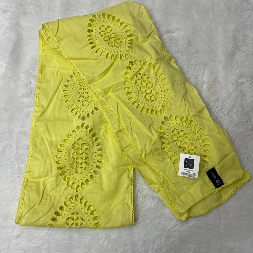 Bufanda Gap 100 % algodón ojales cuello rectangular acento cadera Chartreuse amarilla nueva con etiquetas Foto 3 de 4