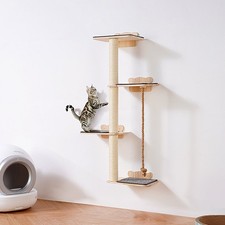 VEVOR 4 Tiers Tall Cat Tree, Cat Wall Furniture Set with 4 Jumping Boards, Wal