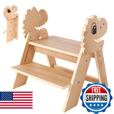 Novarieth Beech Wooden Toddler Step Stool, 2-Step Foldable Stool for Kids with N