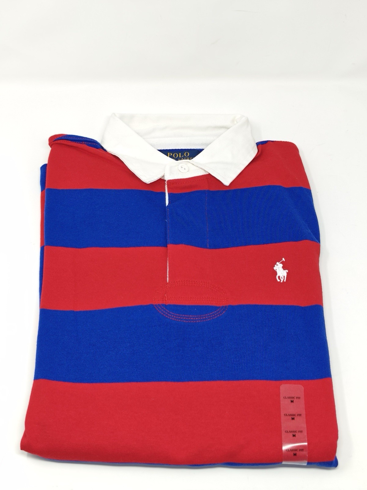 Polo Ralph Lauren Rugby Shirt Iconic Medium Red blue Striped RRP £169 4000G image 7