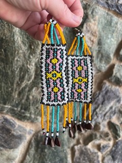 Cascabel Dangle Earrings Peruvian Beaded Artisan Jewelry Peru Shipibo