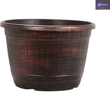 Image of Elegant Round Copper Planter for Flowers & Herbs - Outdoor Garden Use
