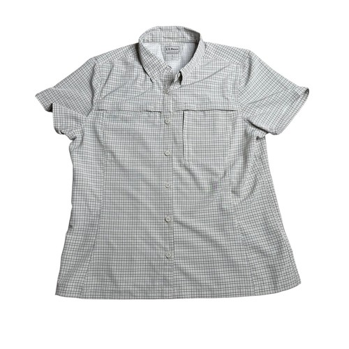 L.L.Bean Women's Plaid Short Sleeve Button Down Shirt Fishing Hiking Large