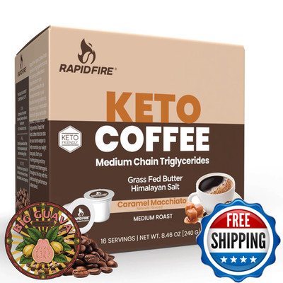 Rapidfire Caramel Macchiato Ketogenic High Performance Keto Coffee Pods, Support
